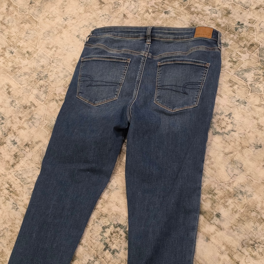 American Eagle Next Level Stretch Skinny Jeans Medium Wash Blue Womens 12 Reg